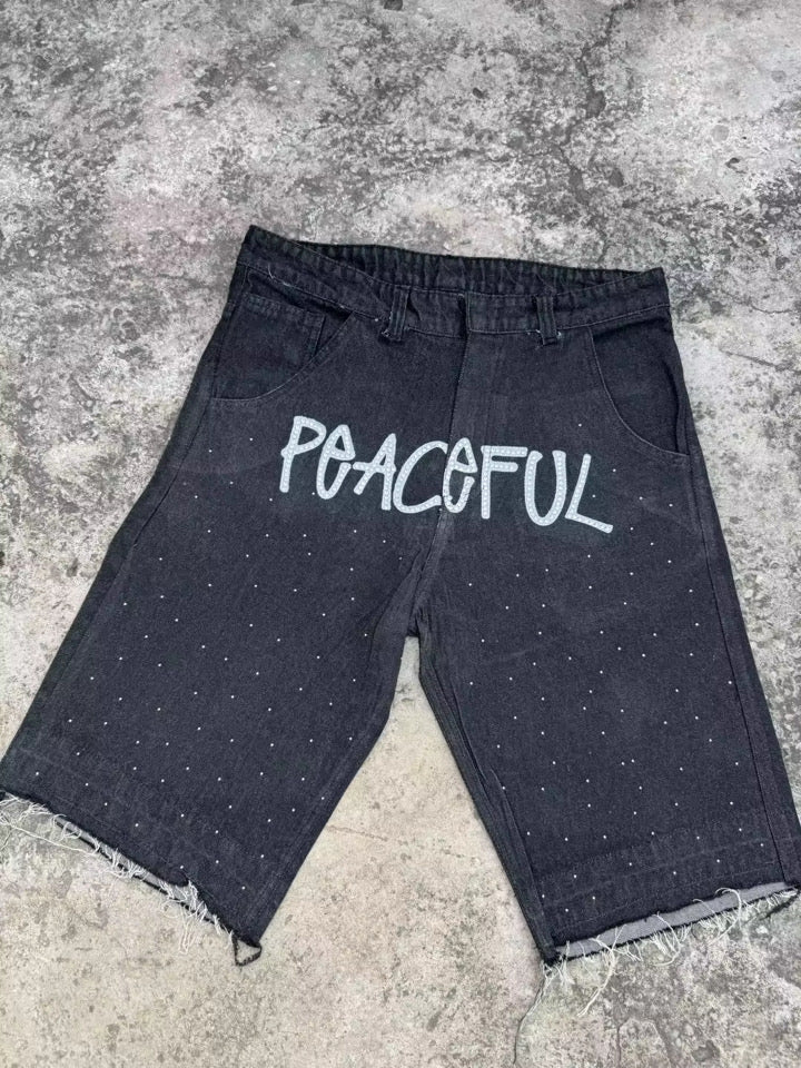 Black Rhinestone Jorts
