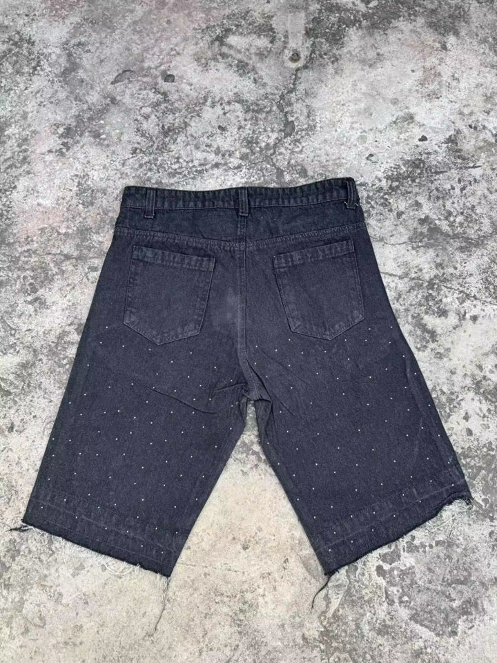 Black Rhinestone Jorts